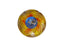 1 pc Czech Glass Button, Yellow Blue, Hand Painted, Size 10 (22.5mm)