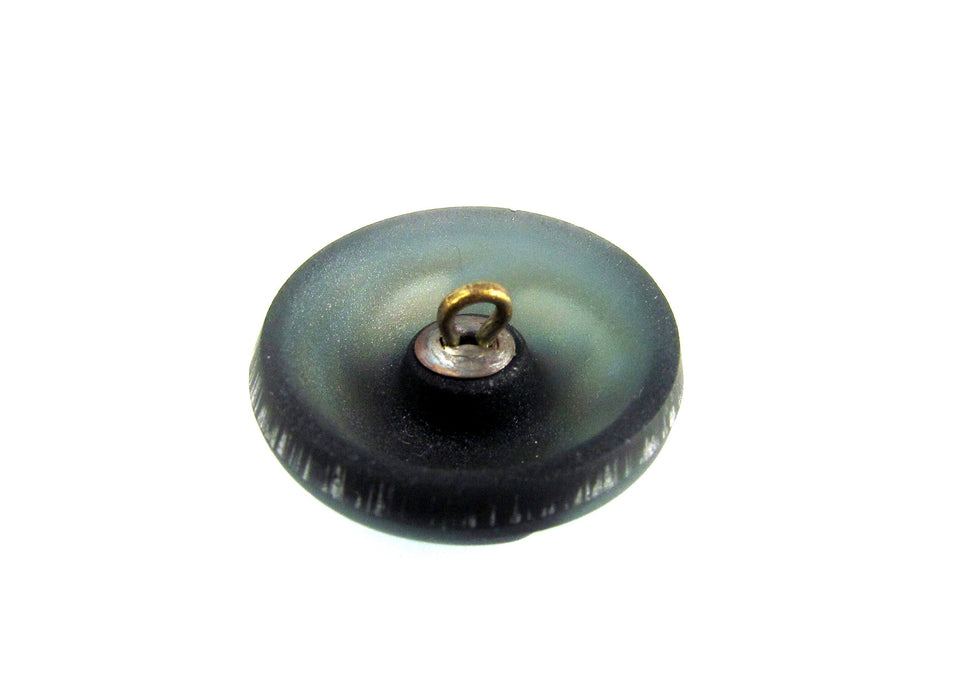 1 pc Czech Glass Button Hand Painted, Size 10 (22.5mm | 7/8''), Jet Blue AB, Czech Glass