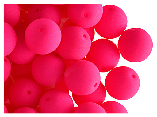 24 pcs Round NEON ESTRELA Beads, 10mm, Pink (UV Active), Czech Glass