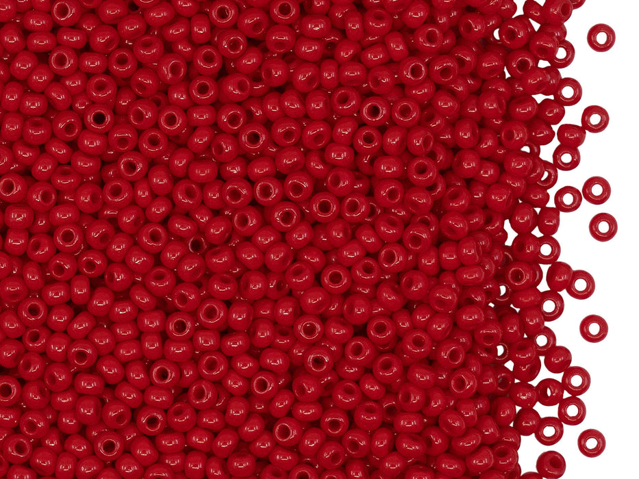 20 g 10/0 Seed Beads Preciosa Ornela, Opaque Red Natural, Czech Glass
