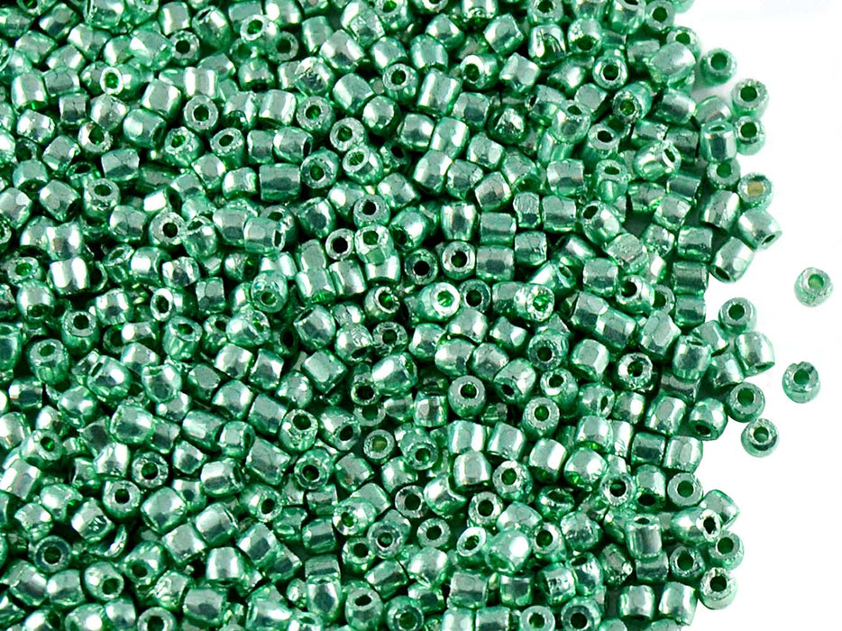10 g 10/0 3-Cut Seed Beads Preciosa Ornela, Green Metallic, Czech Glass