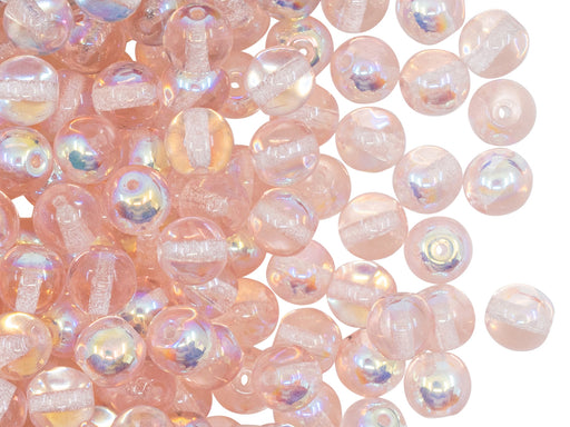 Round Beads 6 mm, Pink AB, Czech Glass