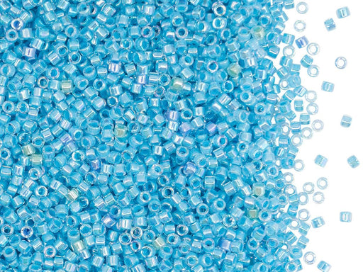 5 g 11/0 Miyuki Delica, Lined Sky Blue AB, Japanese Seed Beads