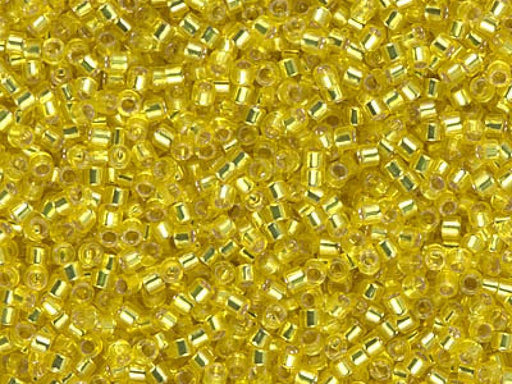 Delica Seed Beads 11/0, Yellow Silver Lined, Miyuki Japanese Beads