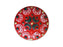 1 pc Czech Glass Button, Coral Red White Black Ornament, Hand Painted, Size 12 (27mm)