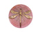 1 pc Czech Glass Cabochons 40.5 mm (Smooth Reverse Side), Opaque Pink Gold Dragonfly, Czech Glass