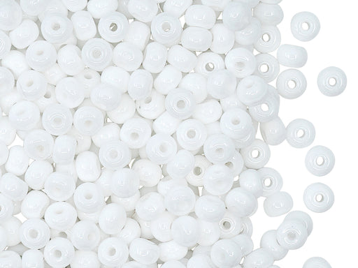 Pressed Seed Beads 4 mm, Opaque White, Czech Glass