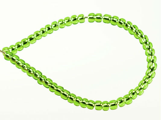 20 g 11/0 Seed Beads Preciosa Ornela, Green Silver Lined, Czech Glass