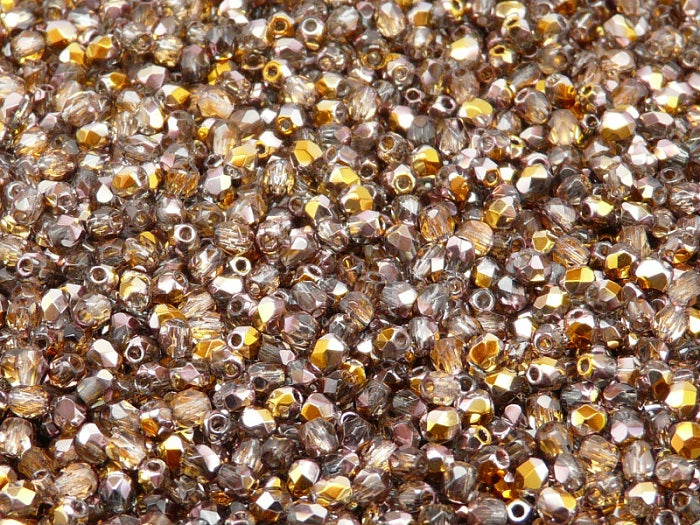 100 pcs Fire Polished Faceted Beads Round, 3mm, Crystal Santander, Czech Glass