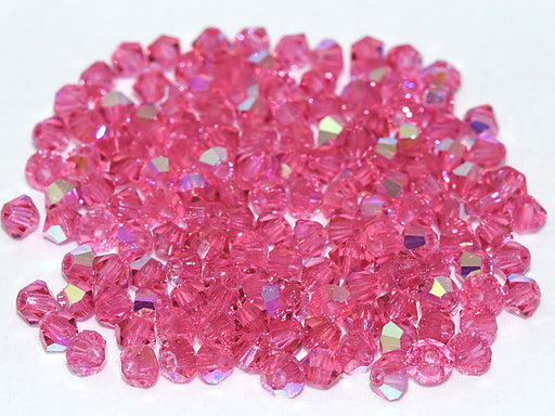 Machine Cut Beads (M.C. Beads) 3 mm, Rose Transparent AB, Czech Glass