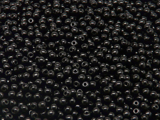 100 pcs Round Pressed Beads, 3mm, Jet Black, Czech Glass