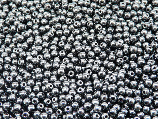 100 pcs Round Pressed Beads, 3mm, Jet Hematite (Gray), Czech Glass