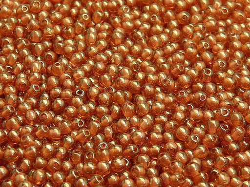 100 pcs Round Pressed Beads, 3mm, Crystal Red Luster, Czech Glass