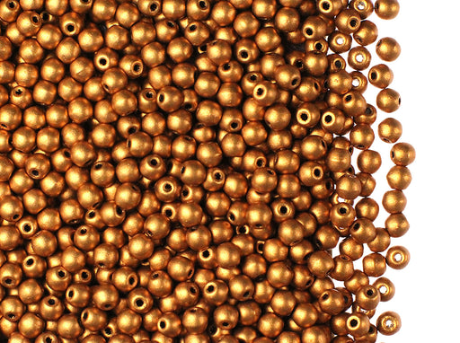 100 pcs Round Pressed Beads, 3mm, Brass Gold, Czech Glass