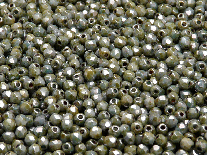 Set of Czech Fire-Polished Glass Beads Round 3mm - 6 colors (3FP024 3FP031 3FP036 3FP038 3FP5001 3FP5110)