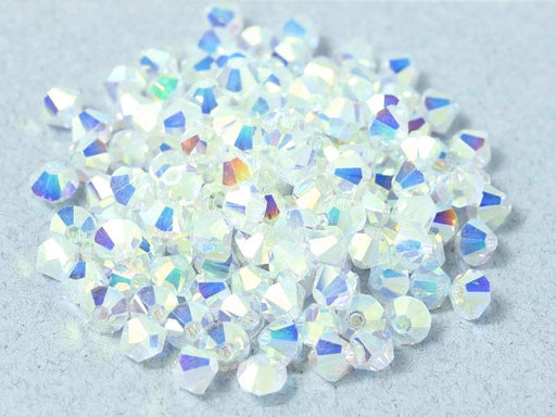 Machine Cut Beads (M.C. Beads) 4 mm, Crystal 2x AB, Czech Glass