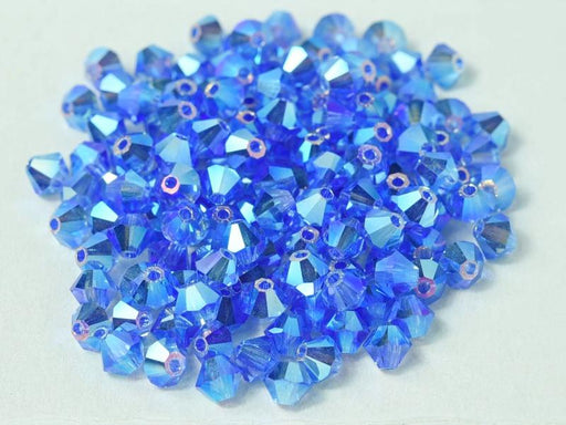Machine Cut Beads (M.C. Beads) 4 mm, Sapphire 2x AB, Czech Glass