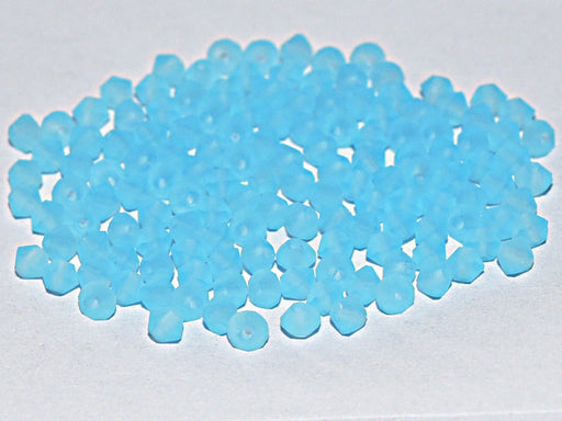 Machine Cut Beads (M.C. Beads) 4 mm, Aqua Bohemica Matte, Czech Glass