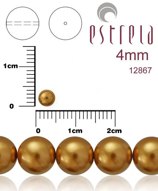100 pcs Round Pearl Beads, 4mm, Bronze Pearl, Czech Glass