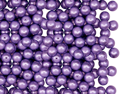100 pcs Round Pearl Beads, 4mm, Purple Matte, Czech Glass