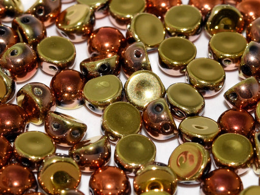 Cabochon 6 mm, 2 Holes, Jet California Gold Rush, Czech Glass