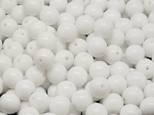 50 pcs Round Pressed Beads, 6mm, Chalk White, Czech Glass