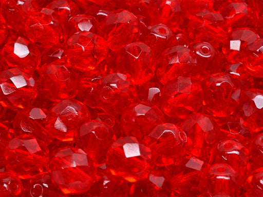 Fire Polished Faceted Beads Round 8 mm, Ruby, Czech Glass