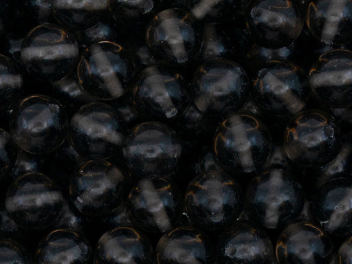 10 pcs Natural Stones Round Beads 8 mm, Obsidian (Semi-Transparent Black), Ural gems, Russia