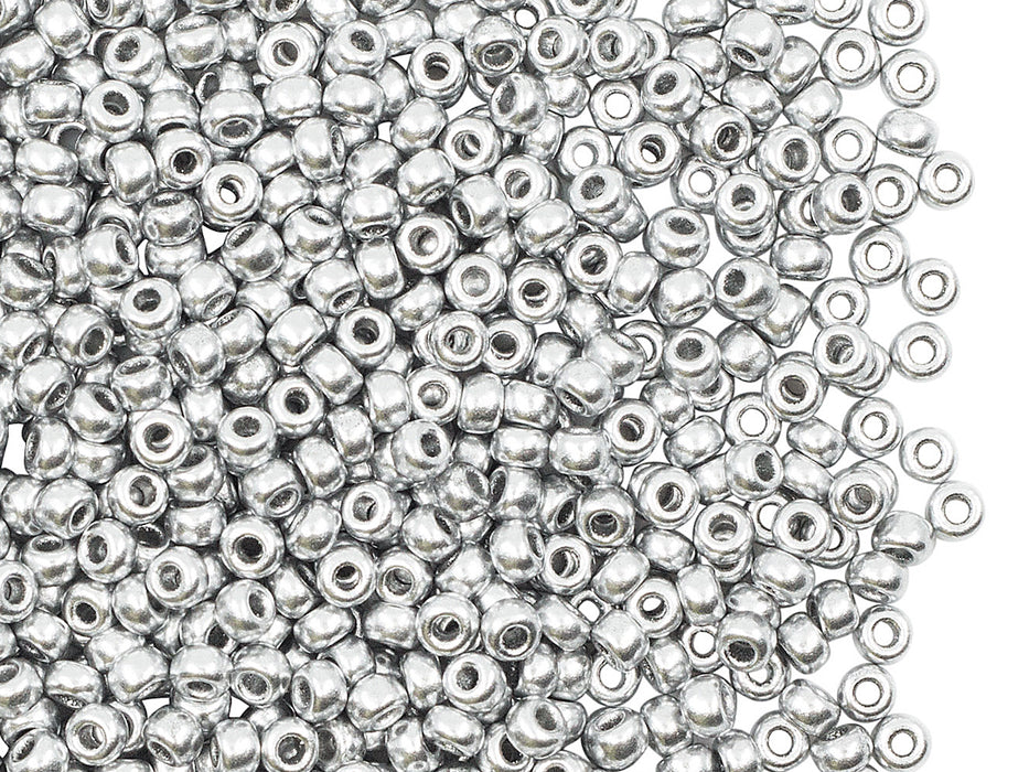 20 g 8/0 Seed Beads, Silver Matte (Crystal Bronze Aluminum), Czech Glass
