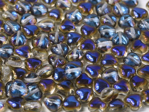 Heart Beads 6 mm, Crystal Azuro, Czech Glass
