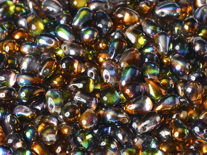 Teardrop Beads 9x6 mm, Crystal Magic Copper, Czech Glass