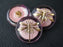 1 pc Czech Glass Button, Pink Purple Gold Dragonfly, Hand Painted, Size 8 (18mm)