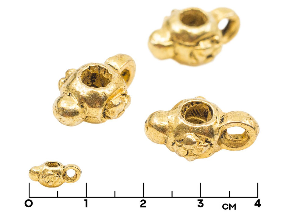 1 pc CZ Bead with Loop 3.5x9 mm, Gold, Metal