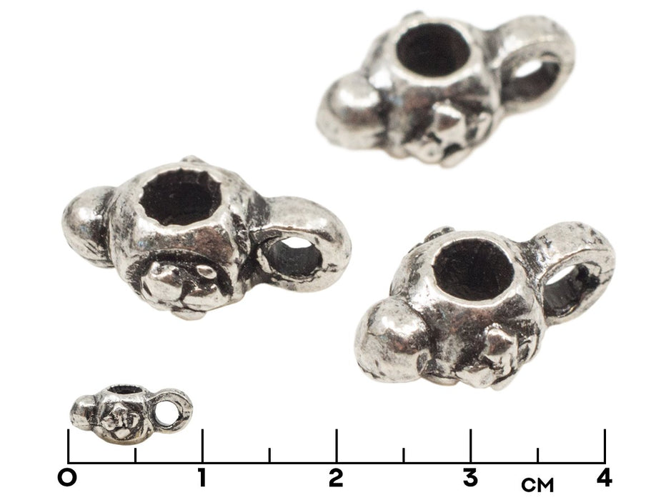 1 pc CZ Bead with Loop 3.5x9 mm, Silver, Metal