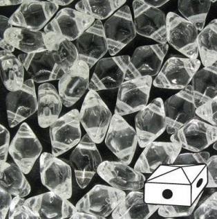 Diamonduo™ Beads 5x8 mm, 2 Holes, Crystal Clear, Czech Glass