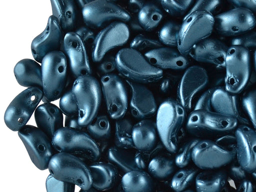 20 pcs 2-hole ZoliDuo® Left Pressed Beads, 5x8mm, Pastel Petrol, Czech Glass