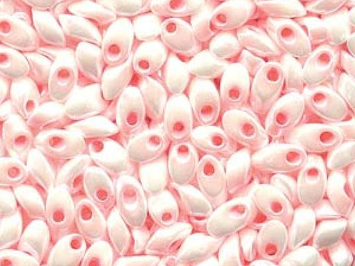 Long Magatama Beads 4x7 mm, White Pink Color Lined, Miyuki Japanese Beads