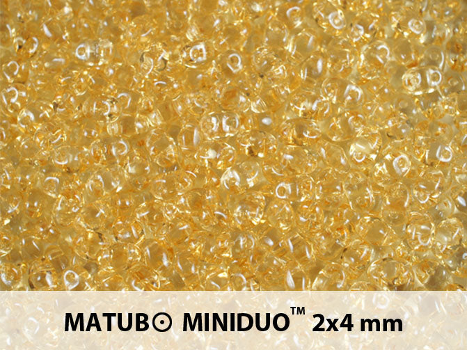 10 g 2-hole MiniDuo™ Pressed Beads, 2x4mm, Crystal Orange Luster, Czech Glass