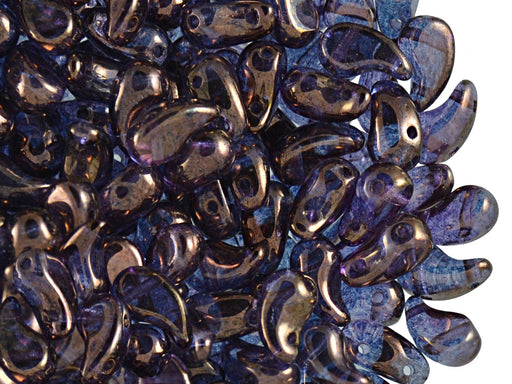20 pcs 2-hole ZoliDuo® Right Pressed Beads, 5x8mm, Crystal Bronze, Czech Glass