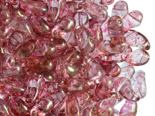 20 pcs 2-hole ZoliDuo® Right Pressed Beads, 5x8mm, Crystal Red Terakota, Czech Glass
