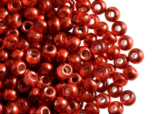 50 pcs Pony Pressed Beads, 2mm Hole, 5.5mm, Semi Apollo Red, Czech Glass