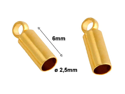 1 pc Round Adhesive Glued End Sleeve 6x2.5mm, Gold Plated
