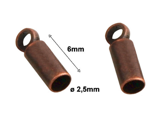 1 pc Round Adhesive Glued End Sleeve 6x2.5mm, Antique Copper