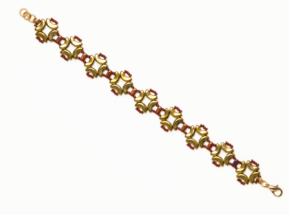 1 pc DIY Beading Kit for Jewelry Making (Bracelet) Magic Identity, Gold Red, Czech Glass Beads