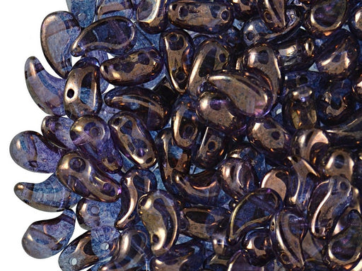 20 pcs 2-hole ZoliDuo® Left Pressed Beads, 5x8mm, Crystal Bronze, Czech Glass
