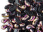 20 pcs 2-hole ZoliDuo® Left Pressed Beads, 5x8mm, Jet Gold Capri, Czech Glass