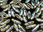 25 pcs Dagger Pressed Beads, 5x16mm, Crystal Zebra AB, Czech Glass
