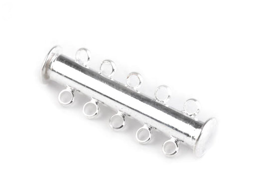1 pc Jewelry Magnetic Slider Clasp, 5 Rows, 30mm, Silver Plated