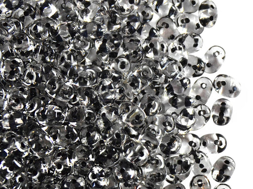 20 g 2-hole SuperDuo™ Seed Beads, 2.5x5mm, Crystal Black Lined, Czech Glass