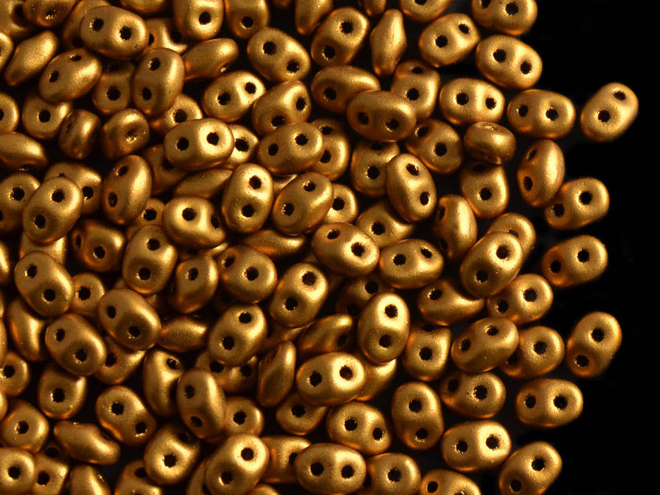 20 g 2-hole SuperDuo™ Seed Beads, 2.5x5mm, Crystal Bronze Gold Matte, Czech Glass